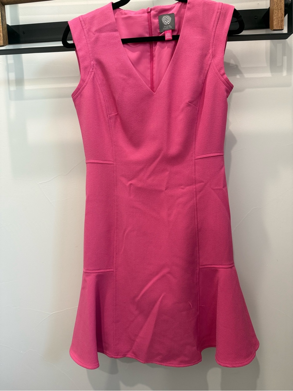 Vince Camuto Bright Pink V-Neck Fit & Flare Mini Dress